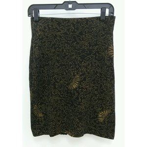 Bait Womens Pencil Skirt Sz 4 Black Gold Slight Stretch Back Split